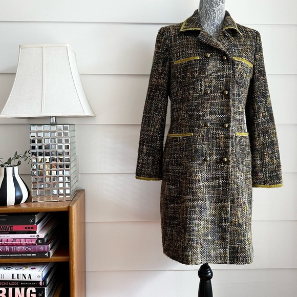 Vintage Georgiou Tweed Coat with Velvet Trim - Picture 5 of 10